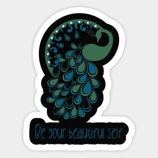 Be Your Beautiful Self Peacock Sticker